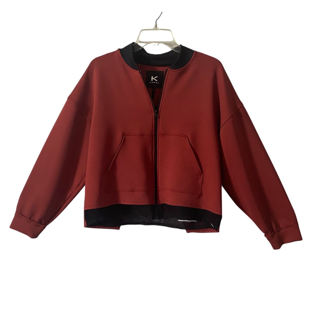 Koral Purus Red Mesh Back Bomber Jacket‎ Athletic Athleisure Zip Up Size S